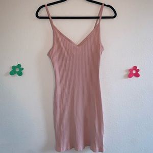 Nude V-Neck Mini Dress